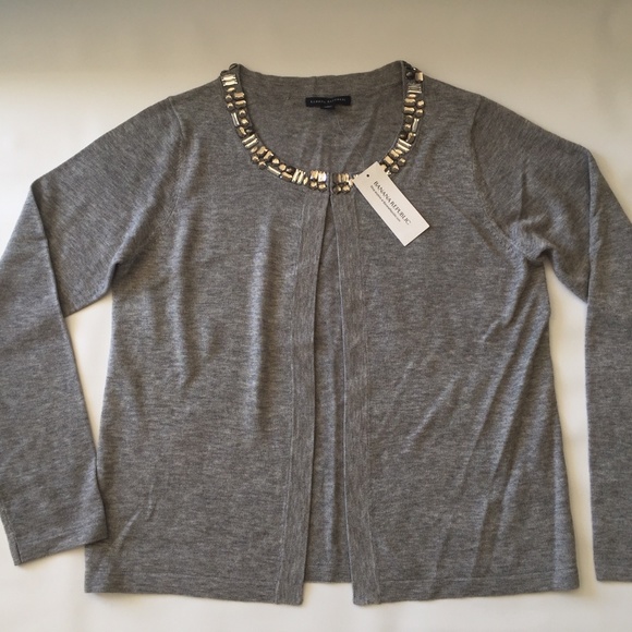 NEW Banana Republic  rhinestone neckline cardigan - Picture 1 of 5